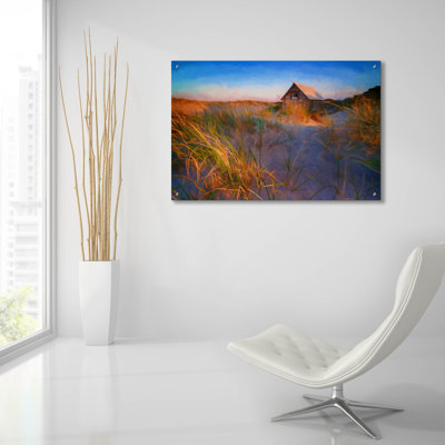 Peinture à l'huile parmi les dunes par Rick Berk, art mural en verre acrylique