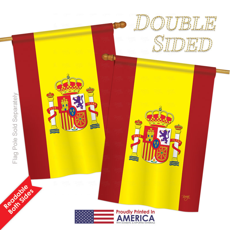 Drapeau de maison en polyester pour 2 côtés espagne, H 40 po x l 28 po