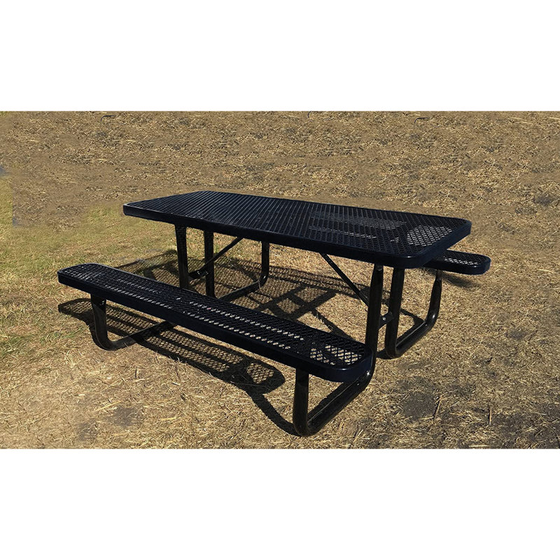 Expanded metal rectangular picnic table, Noir