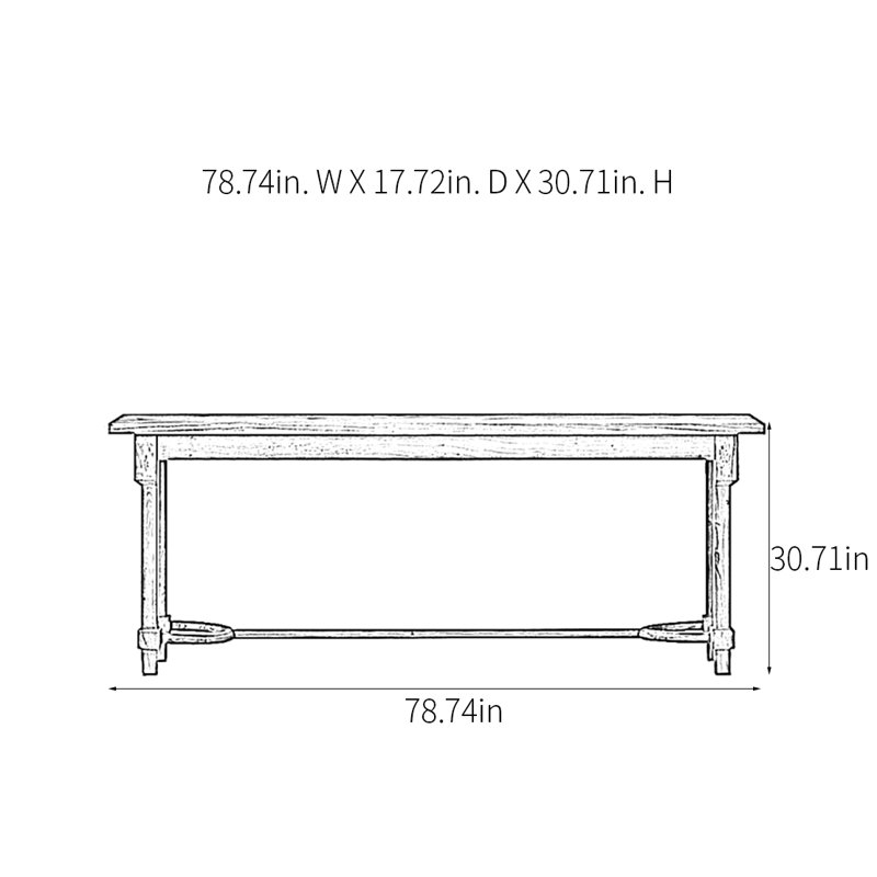 Console campagne rétro, H 30,71 po x l 78,74 po x P 17,72 po