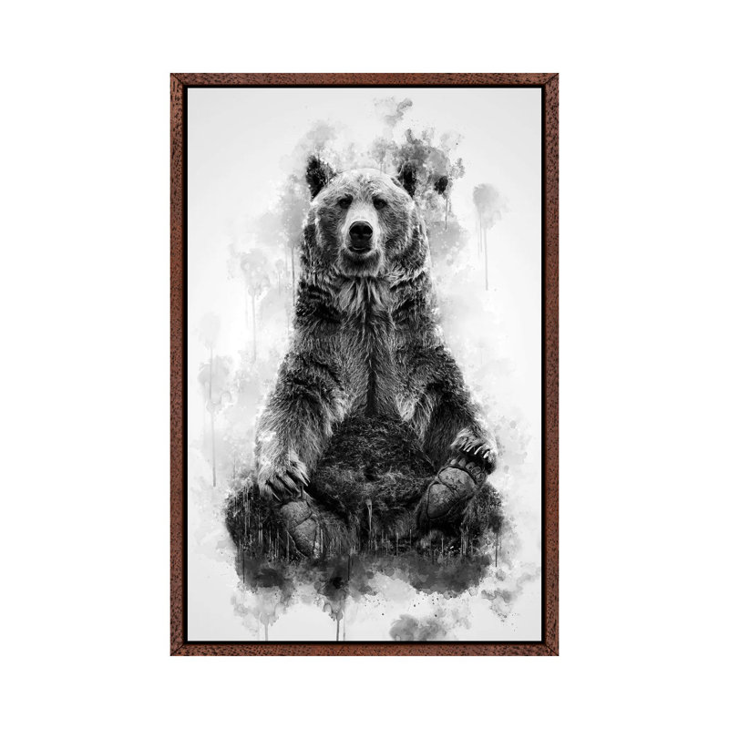 Brown Bear Black And White by Cornel Vlad - Print on Canvas, 66.04cm H x 20.32cm W x 3.81cm D