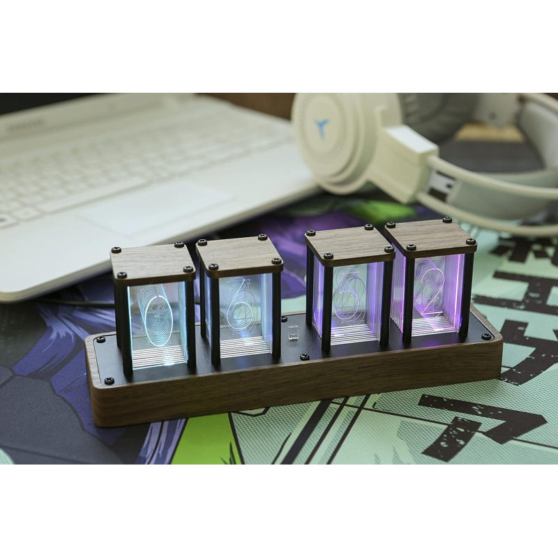 Digital Tube Clock Walnut Digital Clock