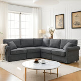 94" Modular Sectional Corner Sofa,L-Shaped Upholstered Couch with 2 Throw Pillow (Note: Sponge compression requires repeated tapping to rebound)