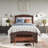 Elliana Solid Wood Platform Bed with Footboard & Built-in Charging Station-81970980-81970981