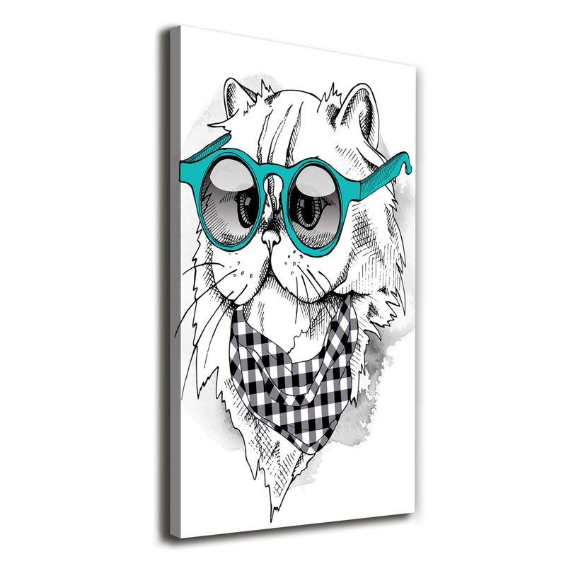 Cat With Glasses - Wrapped Canvas Print