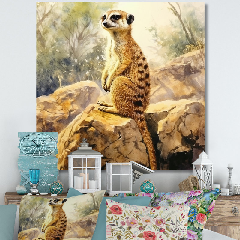 Suricate II, impression sur toile, H 16 po x l 16 po x P 1 po, Toile tendue