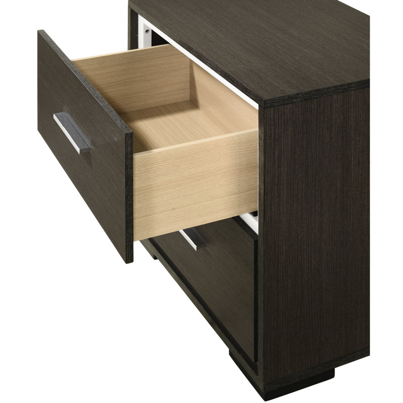 Table de chevet rustique moderne avec 2 tiroirs, meubles de chambre à coucher, décorations, table de chevet en bois massif 2, finition, détails élégants pour