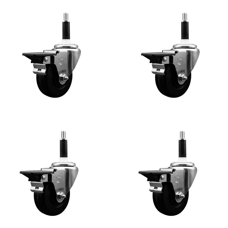 Ensemble de roulettes extensibles pivotantes avec frein Phenolique SCC PLB 3,5 po x 7/8 po
