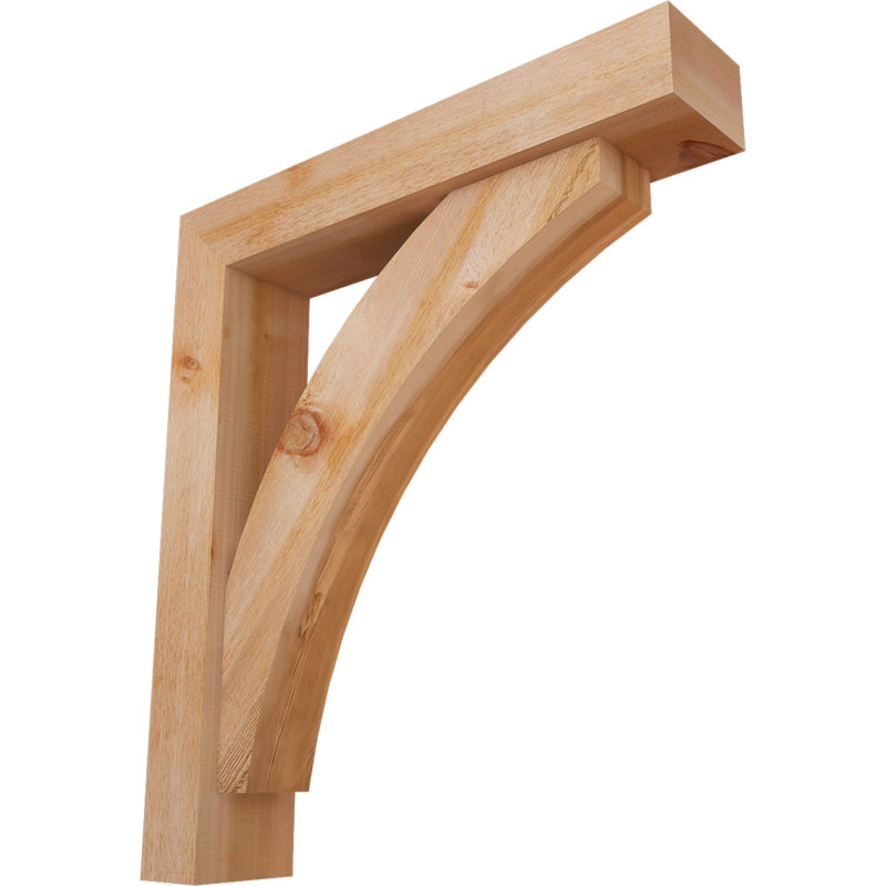 Thorton Block Bracket with Offset Brace, 34 x 30, 6"W Western Red Cedar (Rough Sawn)