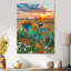 «Blue Beach Bike In Spring Flower Field Sunset», impression d'art mural vélo-297618572-297618575