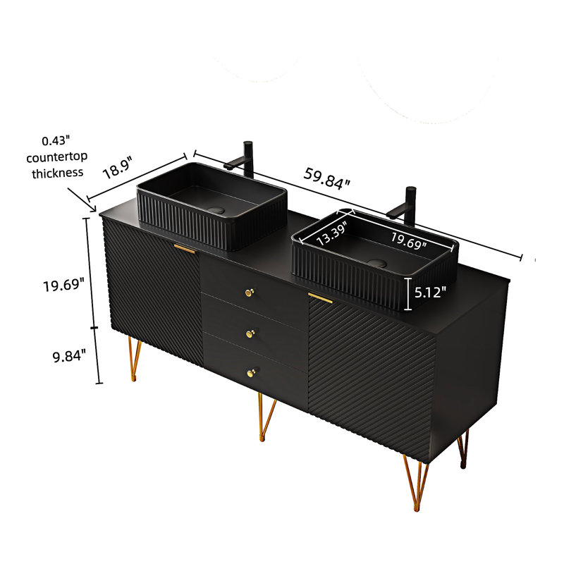 Meuble-lavabo autoportant avec lavabos