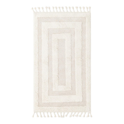 Reike Ivory Geometric Machine Woven Polyester Area Rug