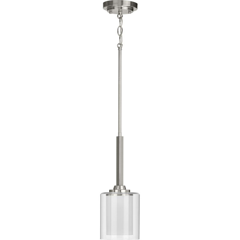 Luminaire suspendu cylindrique 1 lumière, Argent