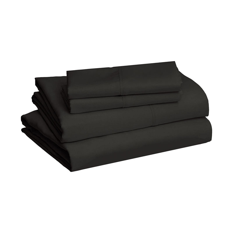 Brushed Microfiber Sheet Set, Black, Twin XL Sheet Set + 1 Fitted Sheet + 1 Pillowcase