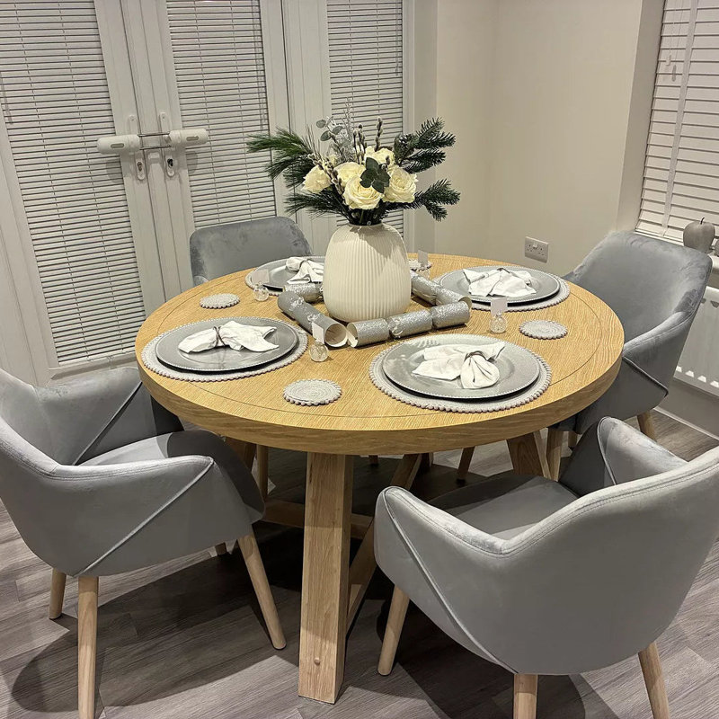 Round Solid Wood Dining Table, Natural