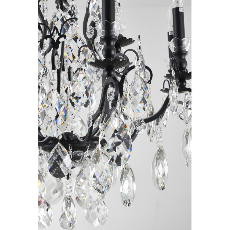 Lustre noir à 8 lumières avec accents de cristal Itsel
