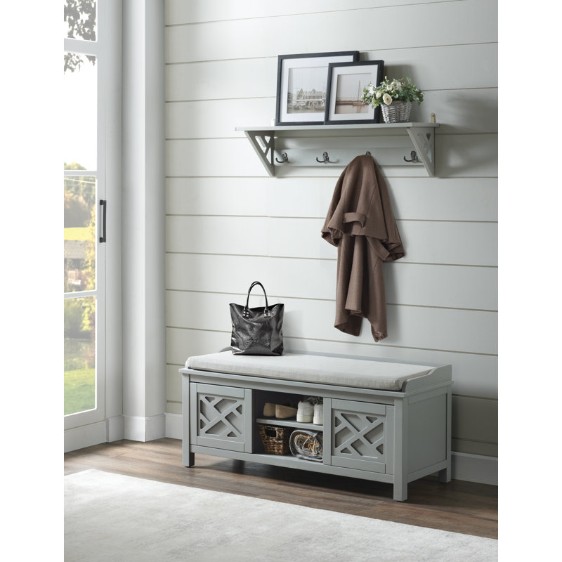 Coventry 45” Linen Upholstered Storage Bench, Gray