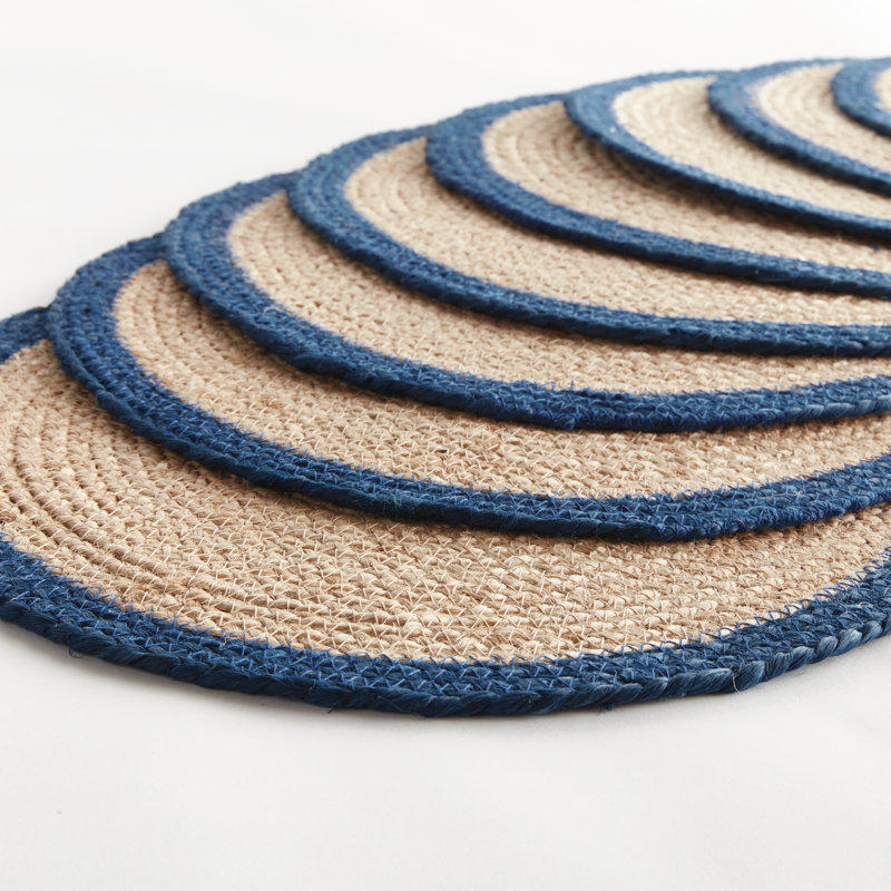 Napperon Tresse Artisan, Bleu / brun clair