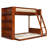 Twin Over Full Bunk Bed With Storage Bookcase, Rattan Guardrail And Light-1023726250