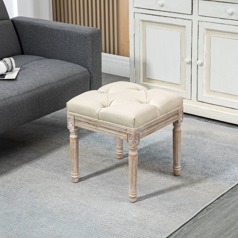Repose-pieds 16 po avec repose-pieds capitonné et siège rustique 16 po, Polyester beige