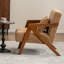 Fauteuil d'appoint rembourré en bois massif de style Mid-Century avec coussin supplémentaire-1180971792
