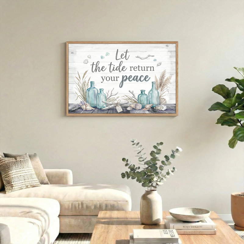 "Coastal Serenity", reproduction d'art sur toile, ensemble de 1, 36"H x 48"W, Natural