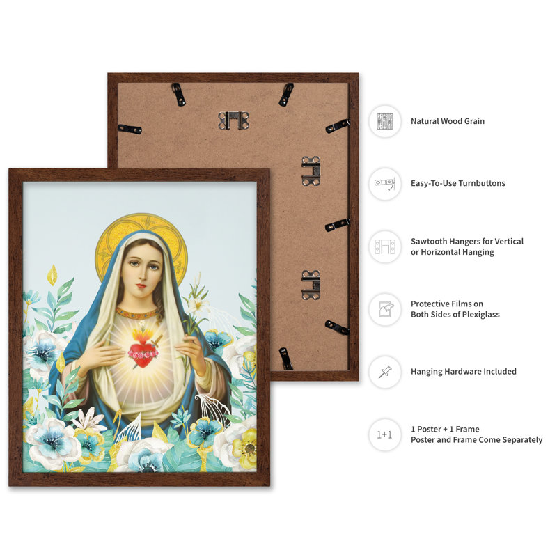 Cœur immaculé de Marie, H 18 po x l 24 po, Affiche, Encadrement brun