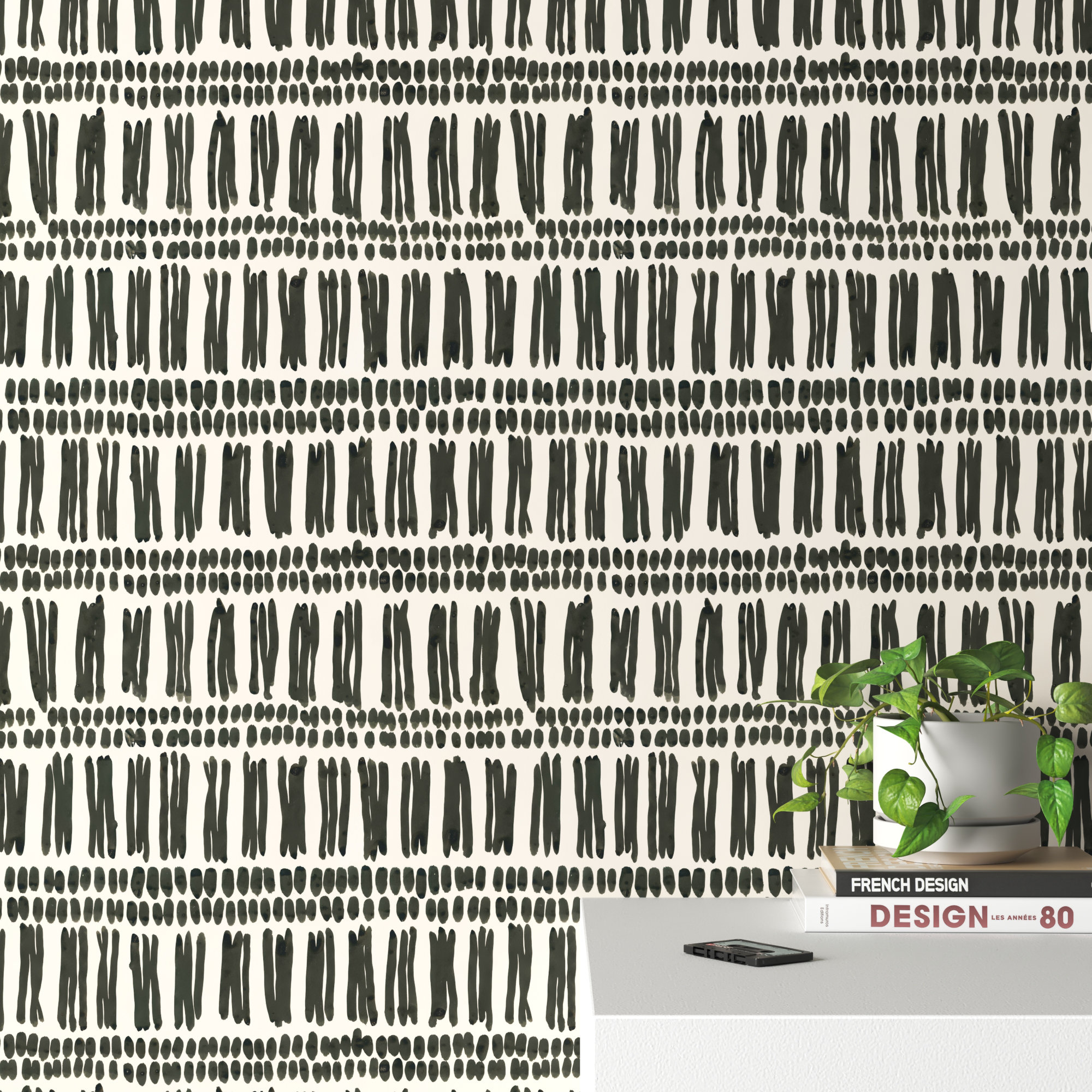 Orlo Abstract Wallpaper, Cream/Black