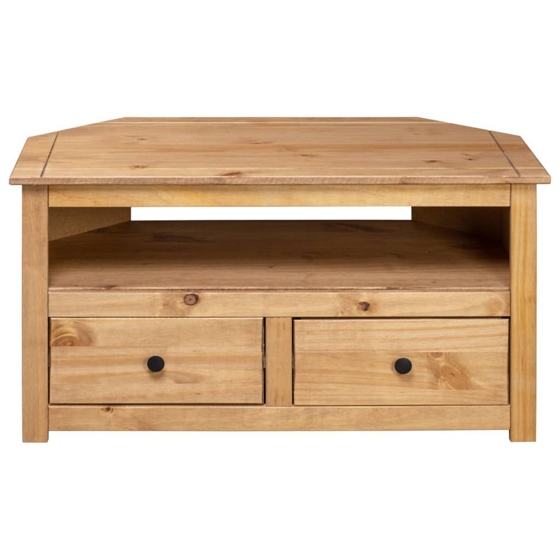 Corner TV Stand TV Console Storage Cabinet Solid Pine Panama Range, Grey/Natural