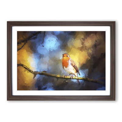 Robin Bird in a Tree in Abstract - Picture Frame Painting Print