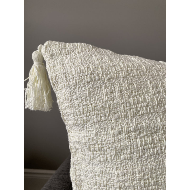 Housse de coussin d'intérieur en polyester , Crème / blanc