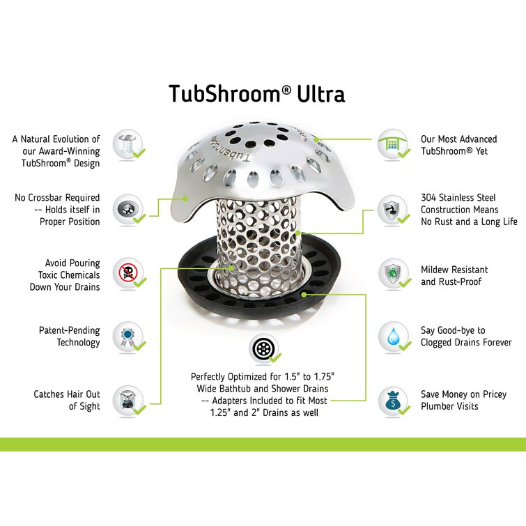 TubShroom 2.25'' W Basket Strainer Tub Drain & Reviews