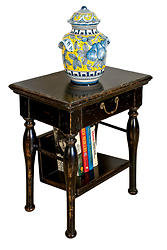 Solid Wood End Table with Storage, Stained