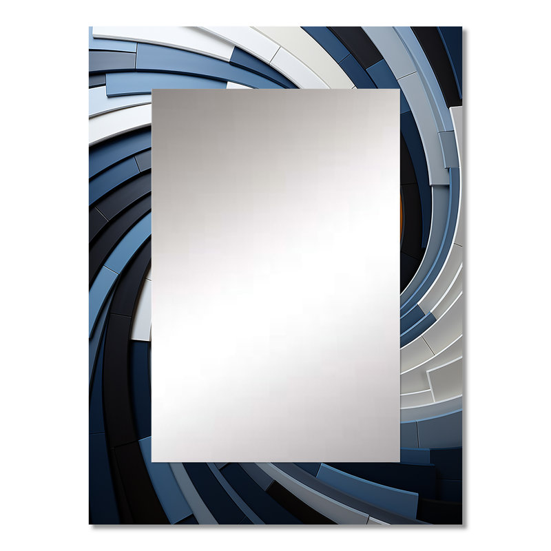 «Geometric Spiral II - Abstract Spirals», miroir mural moderne, impression sur métal, 32 po x 24 po