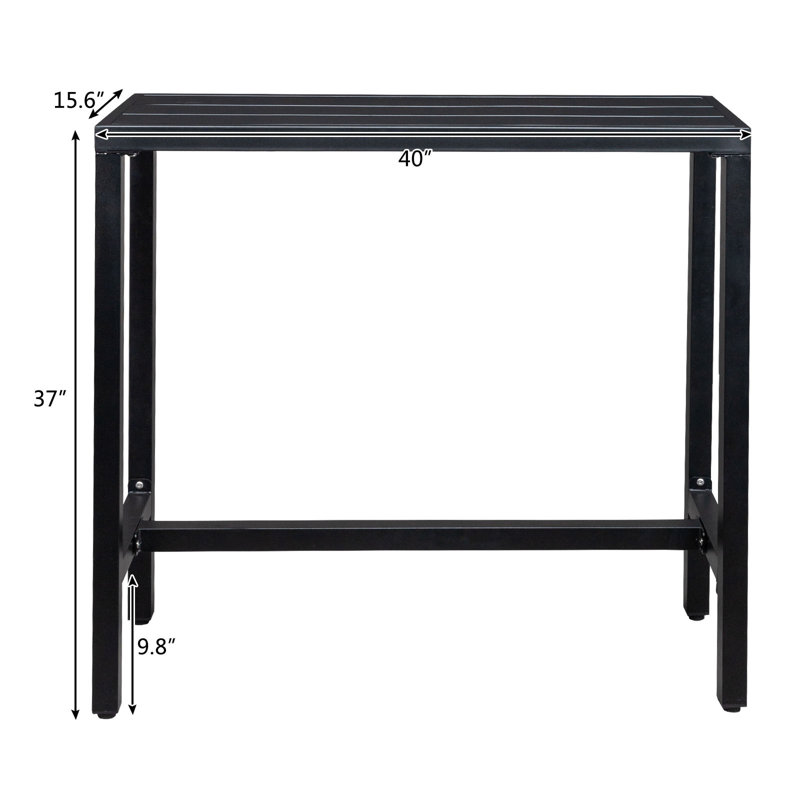 Table de bar en fer Rogin, H 37 po x l 15,6 po x L 40 po