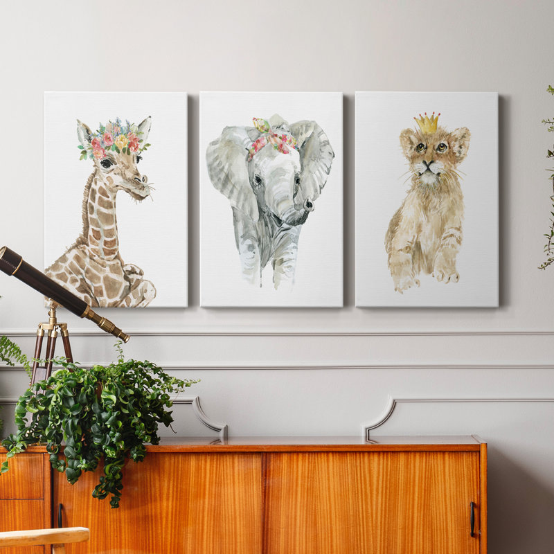 «Savannah Lion Cub», ensemble de 3 reproductions d'art sur toile tendue, H 27 po x l 54 po x P 1 po