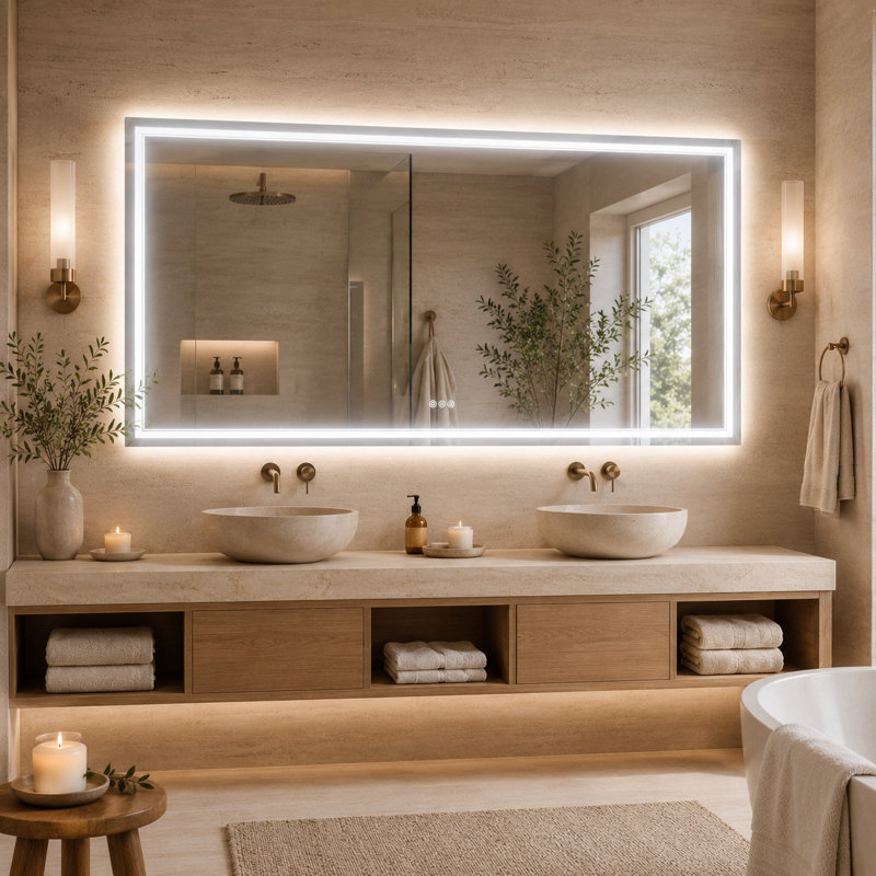 Miroir de salle de bain 84 po x 40 po, 40'' H x 84'' W