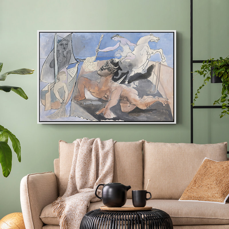 Composition with Minotaur, 1936 - Pablo Picasso, toile tendue avec châssis, 24 po x 36 po, Blanc