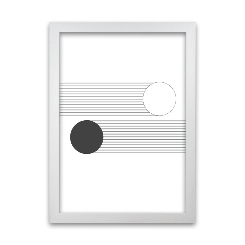 Mid Century Bauhaus Abstract Black And White - Print, White Frame, 42cm H x 30cm W x 3cm D