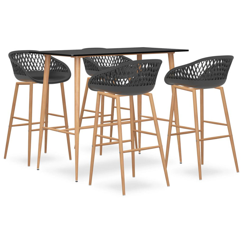 Barber 4 - Person Dining Set, Grey/Brown, Black