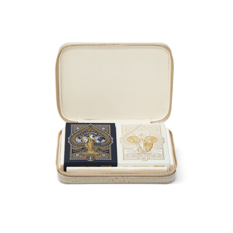 Enzo Fawn Crocodile-Embossed Leather Travel Card Set