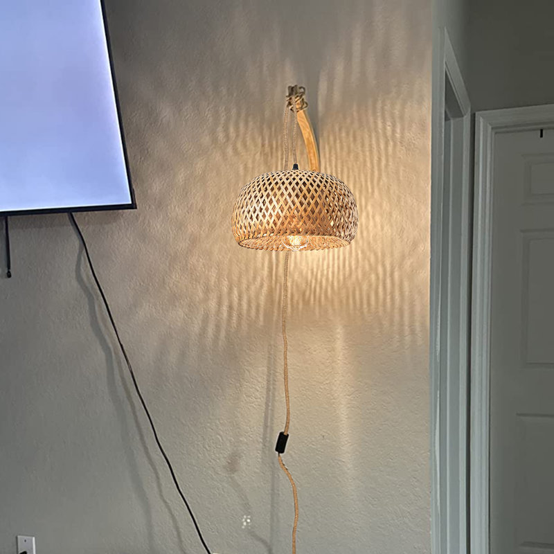 Witherbee Rattan Plug-in Armed Sconce, No