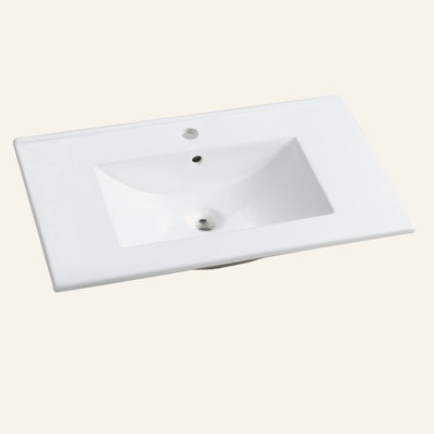 30 Inch Ceramic Vanity Top, 29.9"D X 18.3"W X 6.7"H(Only Basin)