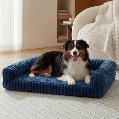 Bedsure ComfyFleece Orthopedic Dog Bed Sofa for Large Dogs - Egg Crate Memory Foam Dog Couch, Three-Sided Bolster, Waterproof Washable Cover, Non Slip