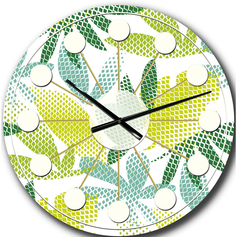 Horloge murale style tropical Mid-Century Tropical Botanicals III, Grand