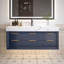Meuble-lavabo bleu 48 po avec comptoir en marbre d'ingénierie, lavabo simple encastrable, six tiroirs à fermeture en douceur