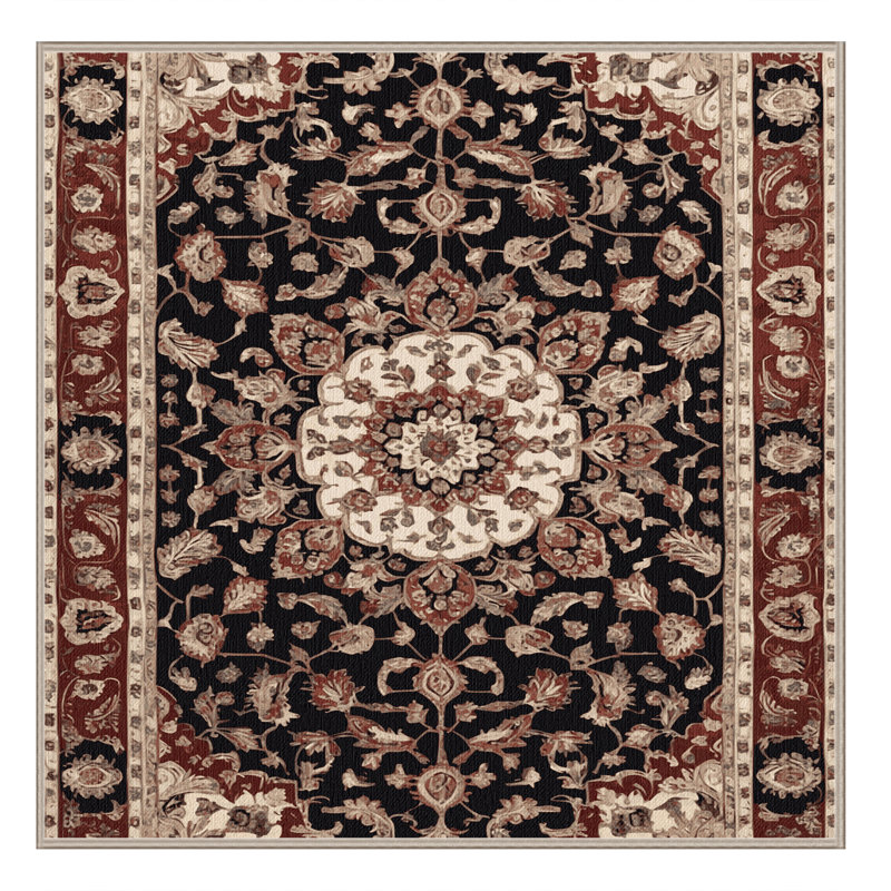 Machine Washable Persian Beige Area Rug, Square 5'