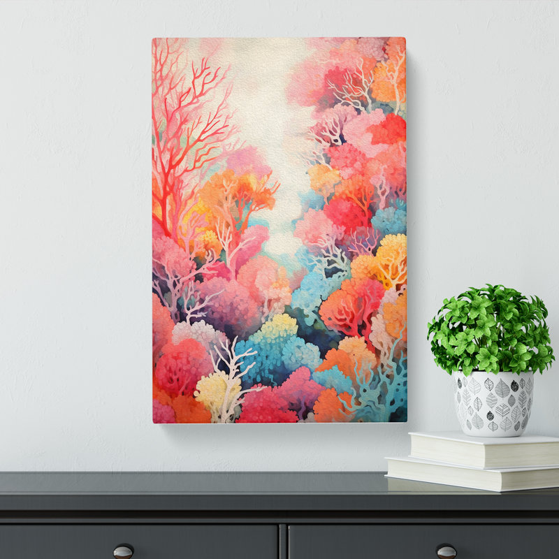 Coral Action Painting No.2 - Print, 76cm H x 50cm W x 3cm D