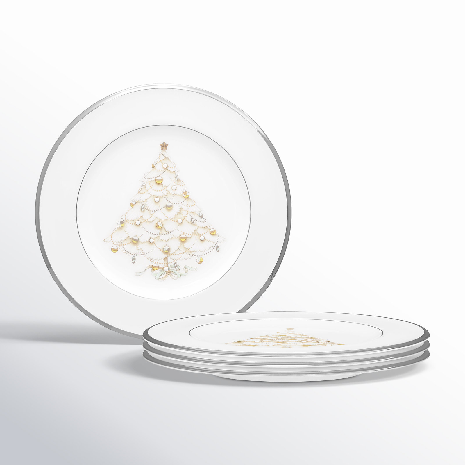 Noritake Palace Christmas Holiday Accent Plates, Platinum