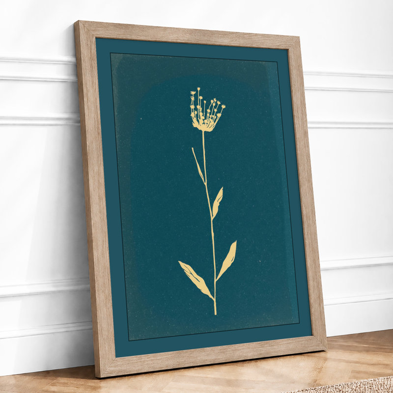 Single Stem in Cream Botanical - Framed Print, A1 - 84.1 x 59.4 cm, Oak